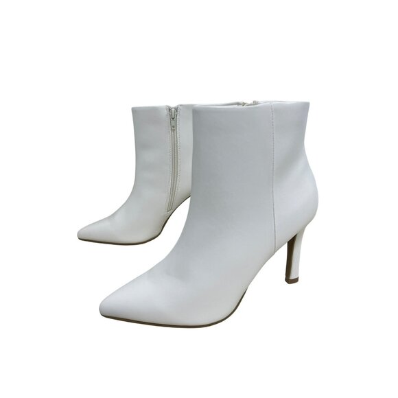 Sugar White Pointed Toe Ankle Boots Heel Shoes NEW Size 7.5 - Picture 3 of 7